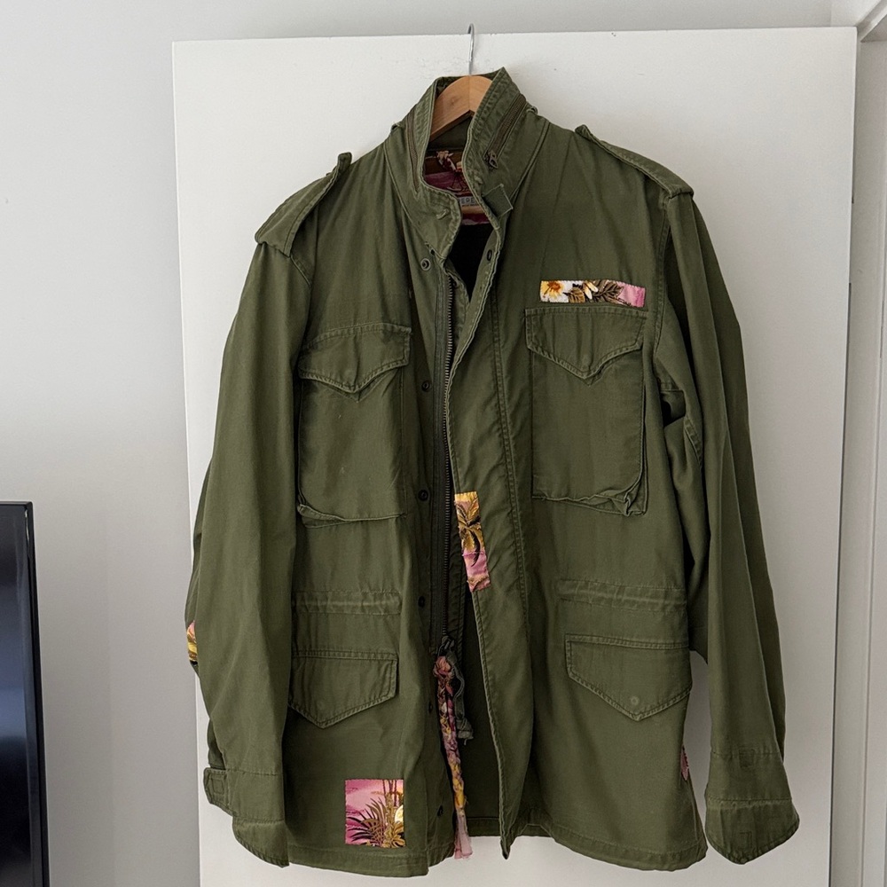 Pepela Palm Beach reworked vintage military field jacket hand beaded detailing